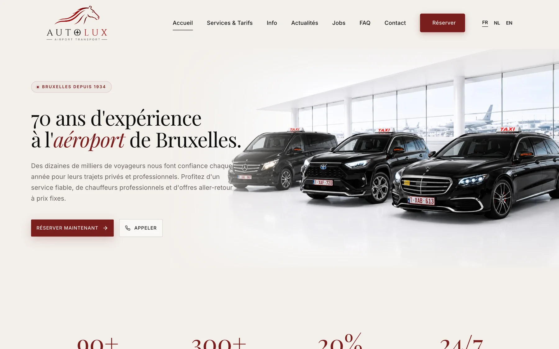 Page d’accueil du site Taxis Autolux